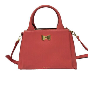 Tahari Pink Pebbled Crossbody Handbag Vegan Leather Detachable Strap